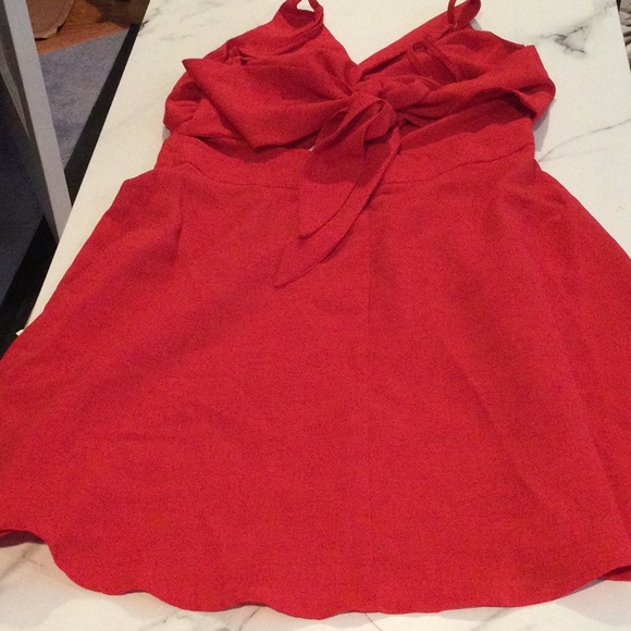 RED CUTOUT BUTTON FRONT MINI DRESS, small - Picture 5 of 6